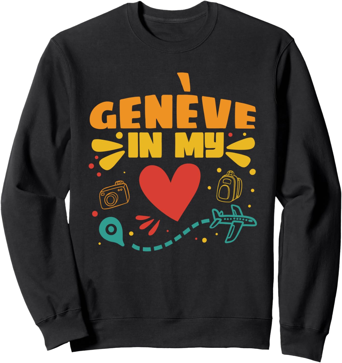

Genve in My Heart - сувенирная толстовка для швейцарских путешественников Geneve In My Heart - Traveler Souvenir, черный