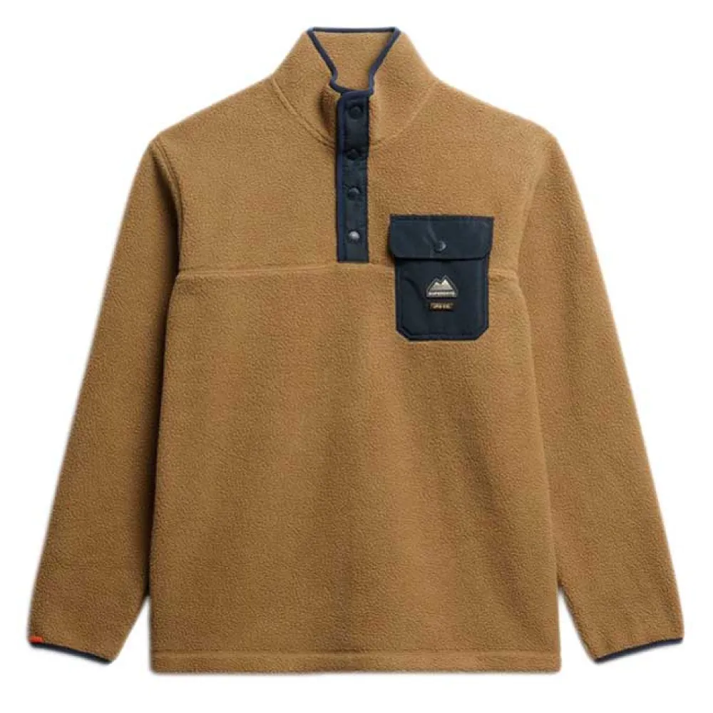 

Толстовка Superdry Fuji half zip, коричневый