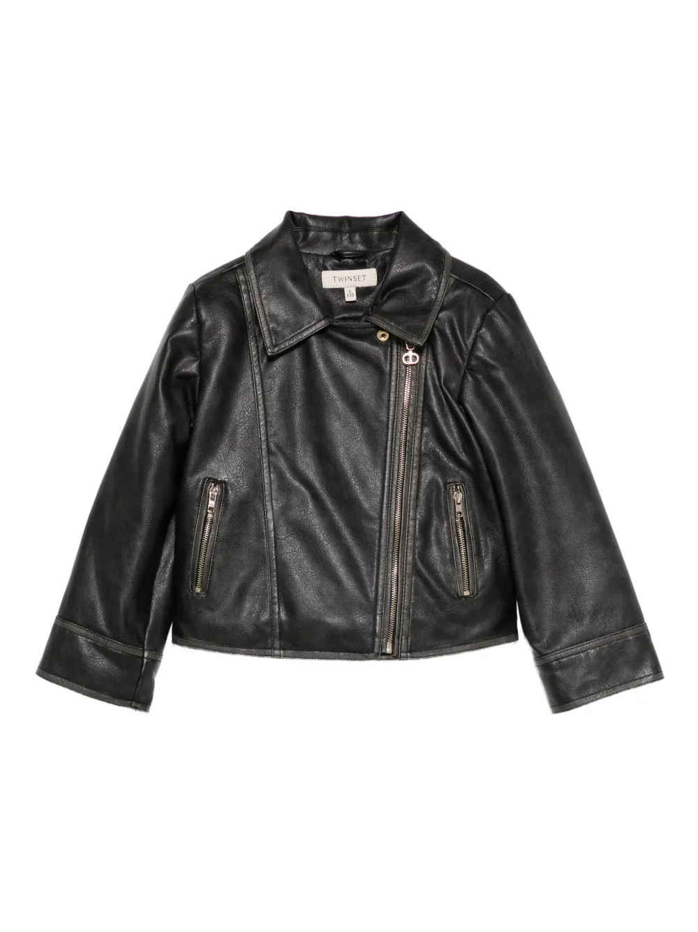 

Кожаная куртка на молнии TWINSET Kids, черный