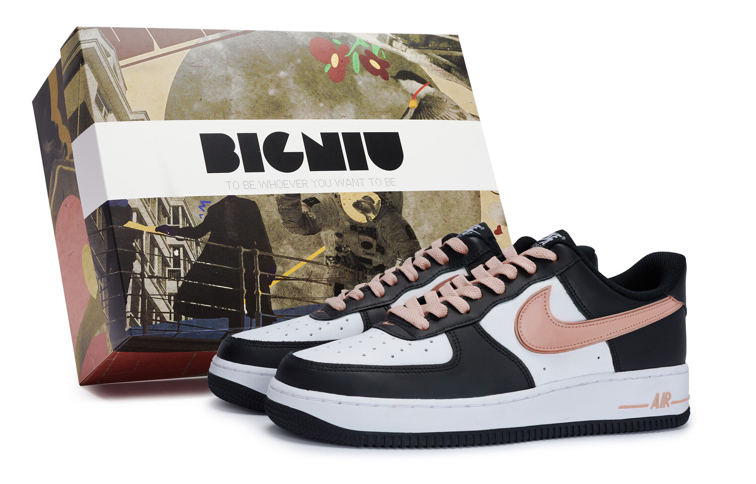 

Кроссовки Nike Air Force 1 Skateboarding Shoes Unisex Low-top Pink, черный
