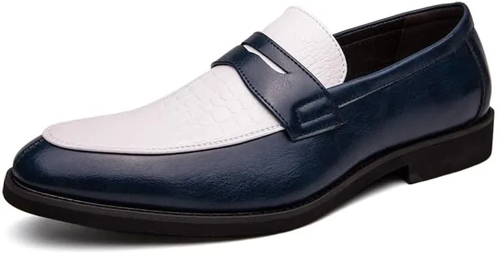 Лоферы мужские кожаные двухцветные White Blue PUGHGAETZF