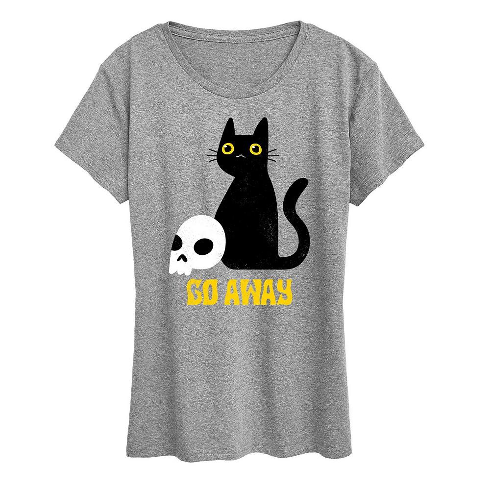 

Женская футболка Go Away Black Cat с рисунком, цвет Heather Gray