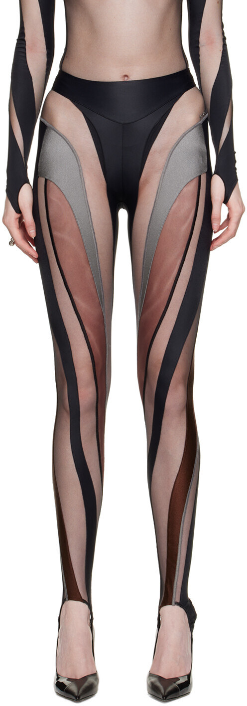 

Черные спиральные леггинсы Mugler, Graphite/Black