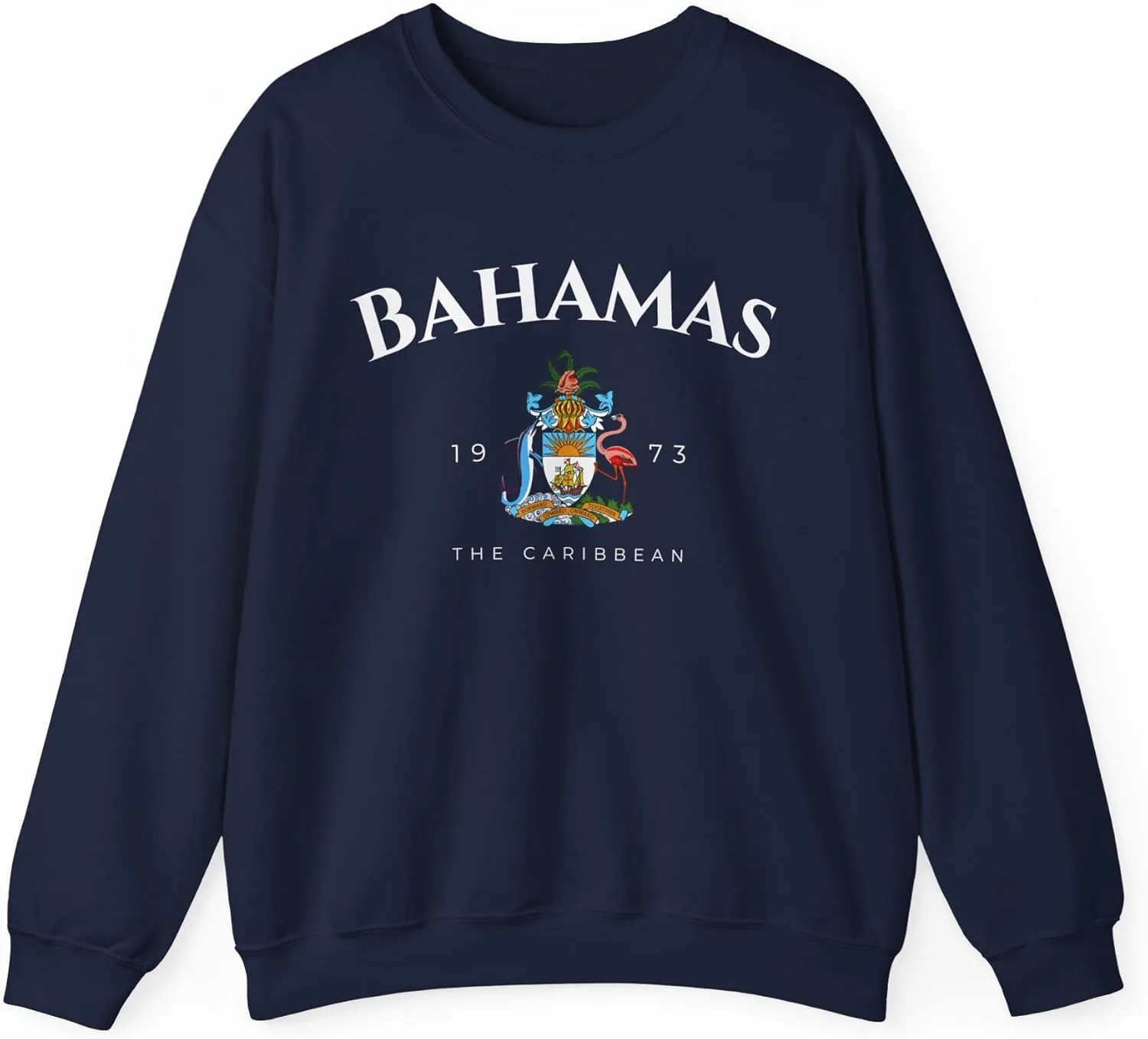 Толстовка Unisex Heavy Blend с круглым вырезом Bahamas The Caribbean, герб Багамских островов GENERIC, темно-синий