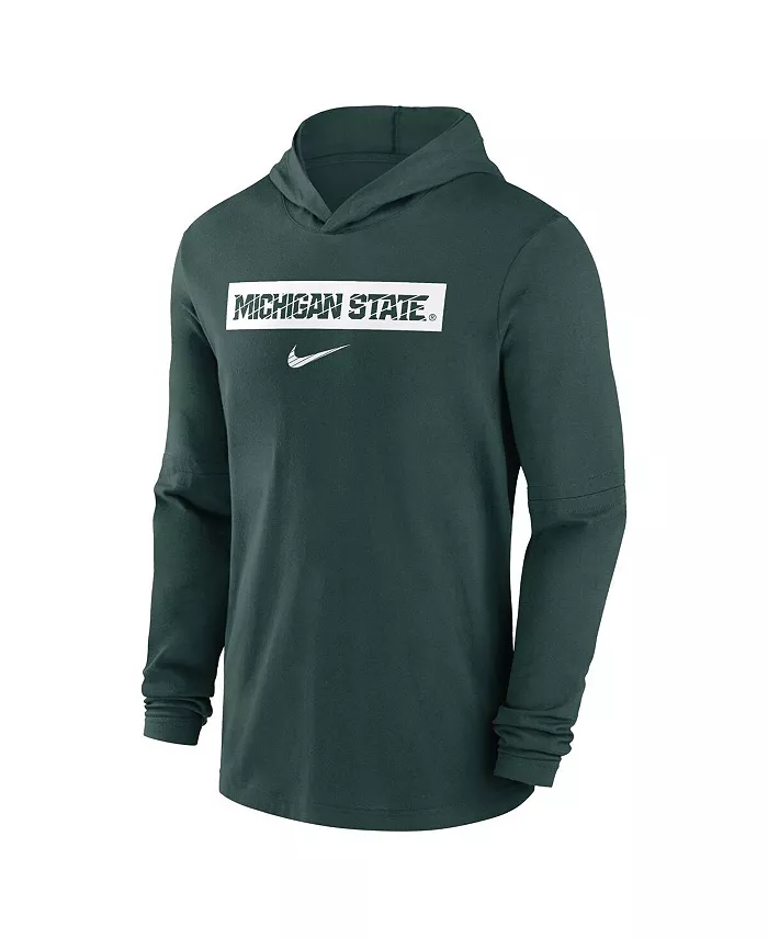 Мужская зеленая толстовка Michigan State Spartans Sideline Performance с длинными рукавами Nike — фото 3