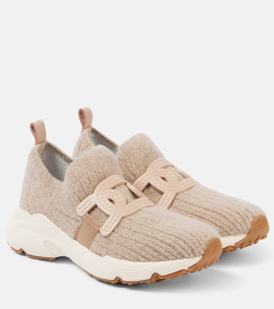 Кроссовки из трикотажа с кожаными вставками Tod's, C016(Mousse)+C600