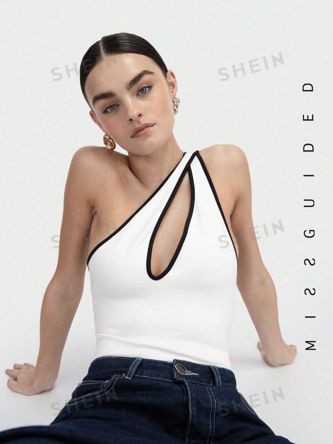 

Боди Missguided на одно плечо, белый