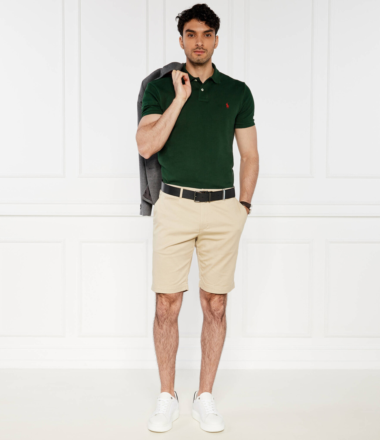 Поло POLO RALPH LAUREN Custom slim fit, зеленый — фото 2