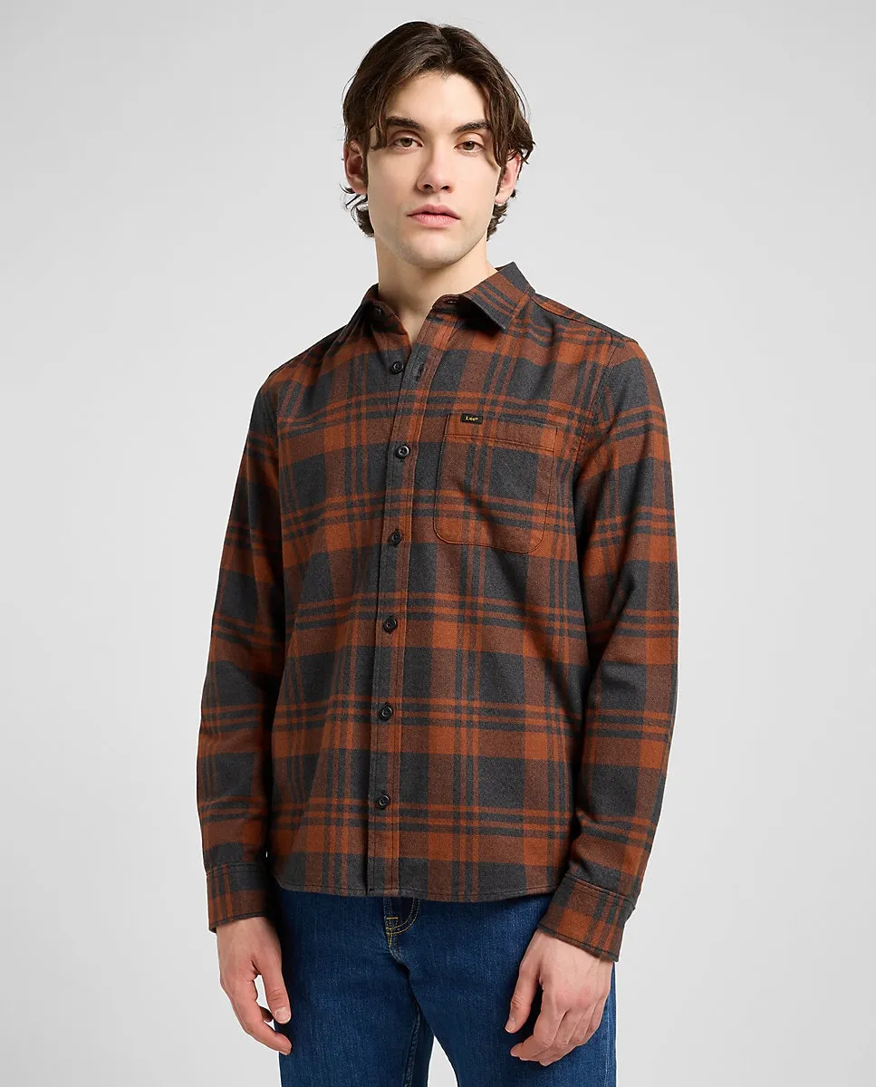 

Мужская рубашка в клетку с длинным рукавом Lee, коричневый/оранжевый