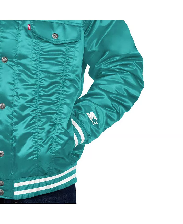 Levi’s x Starter Мужская куртка Aqua Miami Dolphins Silver Tab Trucker на молнии Levi's — фото 2