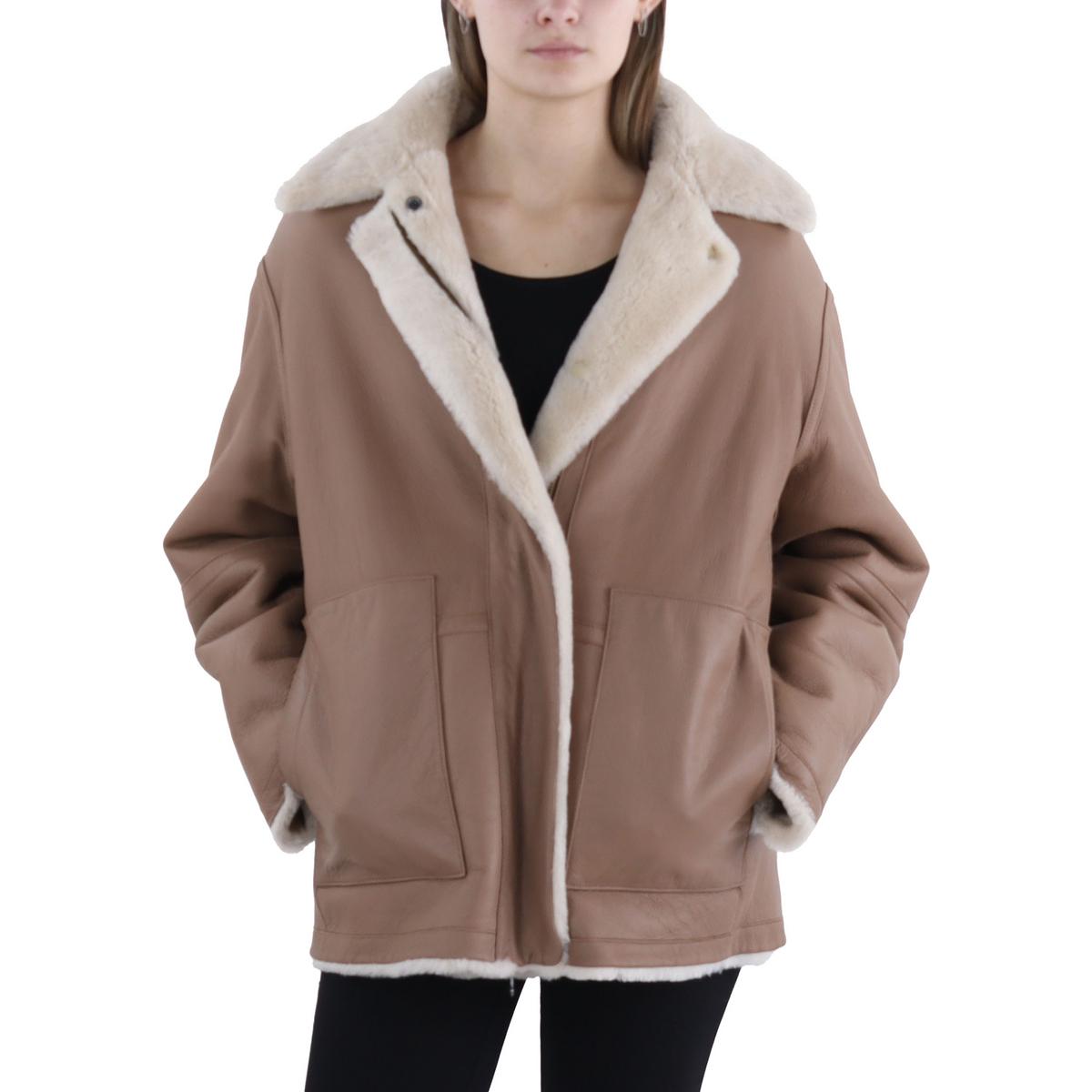 

Женское пальто из овчины средней длины Walker Vince, цвет cream/beech