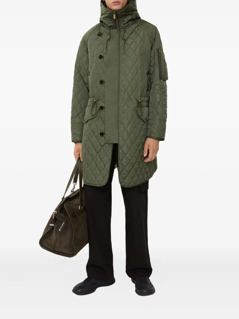 Парка BURBERRY стеганая, женская, зеленый — фото 2