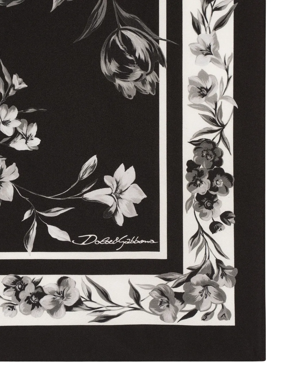 Шарф с цветочным принтом Dolce & Gabbana, черный — фото 2