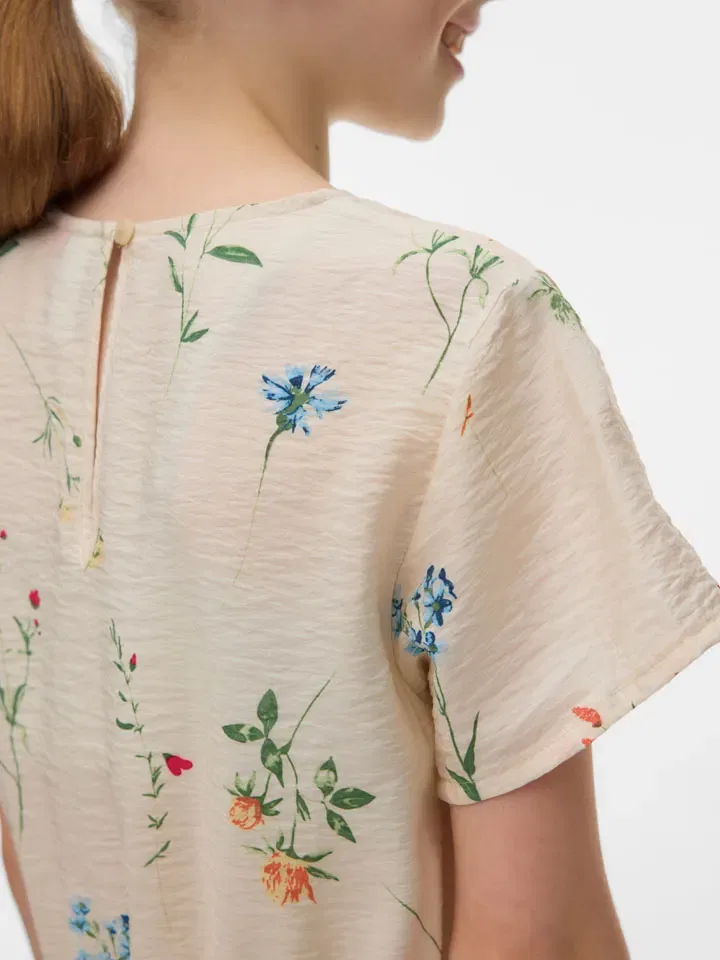 Платье с цветочным принтом Vero Moda Girl, бежевое — фото 4