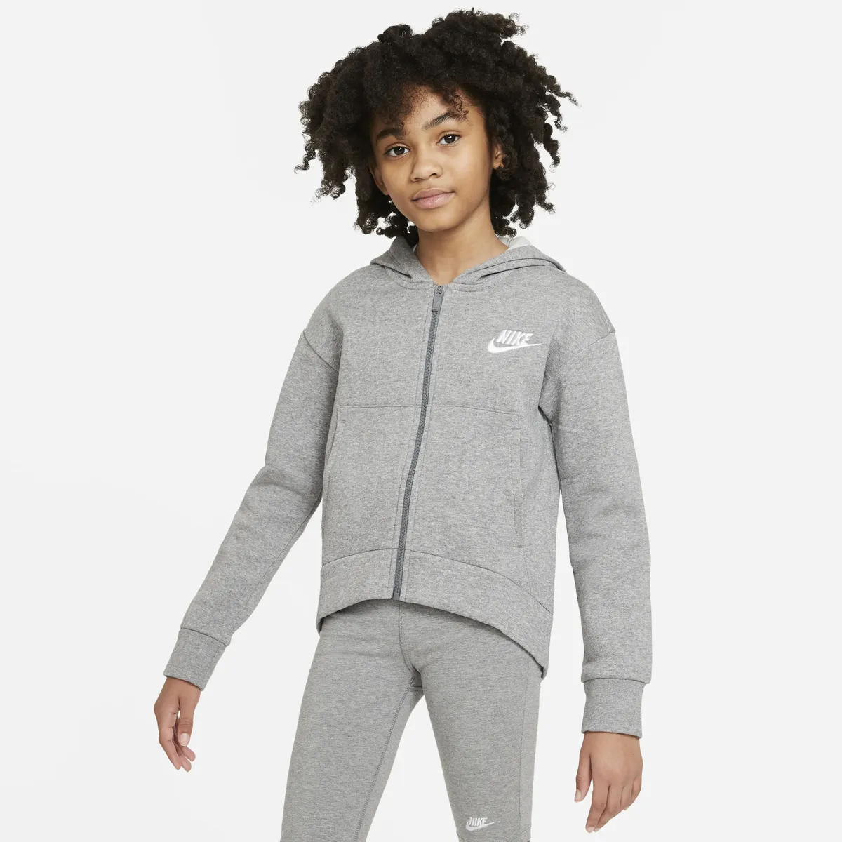 

Толстовка с капюшоном Nike Sportswear "Fleece Big Kids' (Girls') Hoodie Full-Zip Hoodie", серый