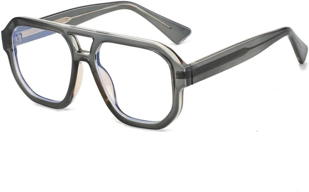 

Ретро-солнцезащитные очки с двойной перемычкой, квадратной формы, модные женские солнцезащитные очки UV400, трендовые мужские очки с леопардовым принтом TVTBBVV, Gray Clear