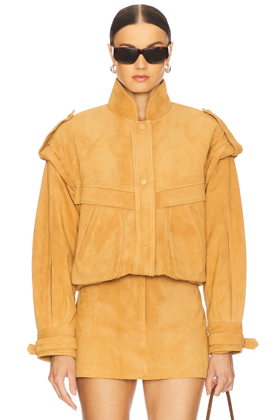 

Кожаная замшевая куртка оверсайз Aexae, suede tan