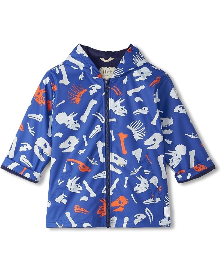 

Куртка Hatley Kids Dino Fossils Colour Changing Zip-Up Rain Jacket, синий