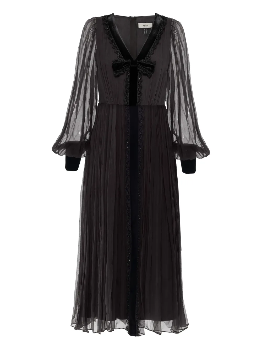 

Бархатное миди-платье с бантом Nissa, черный