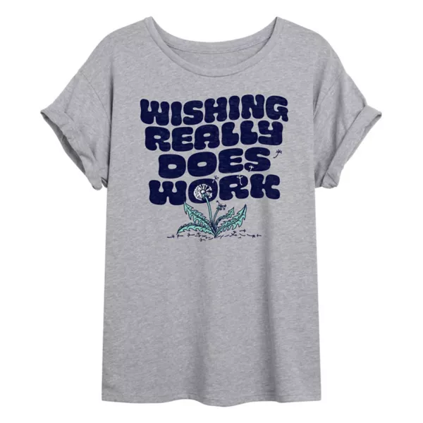 

Футболка большого размера с надписью «Wishing Works» для юниоров Licensed Character, серый