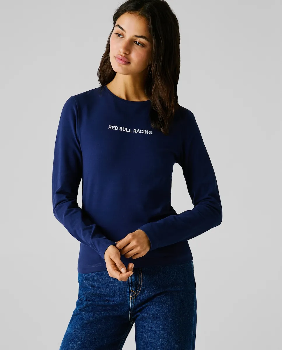 

Женская футболка с длинным рукавом и вышитым логотипом Pepe Jeans, синий