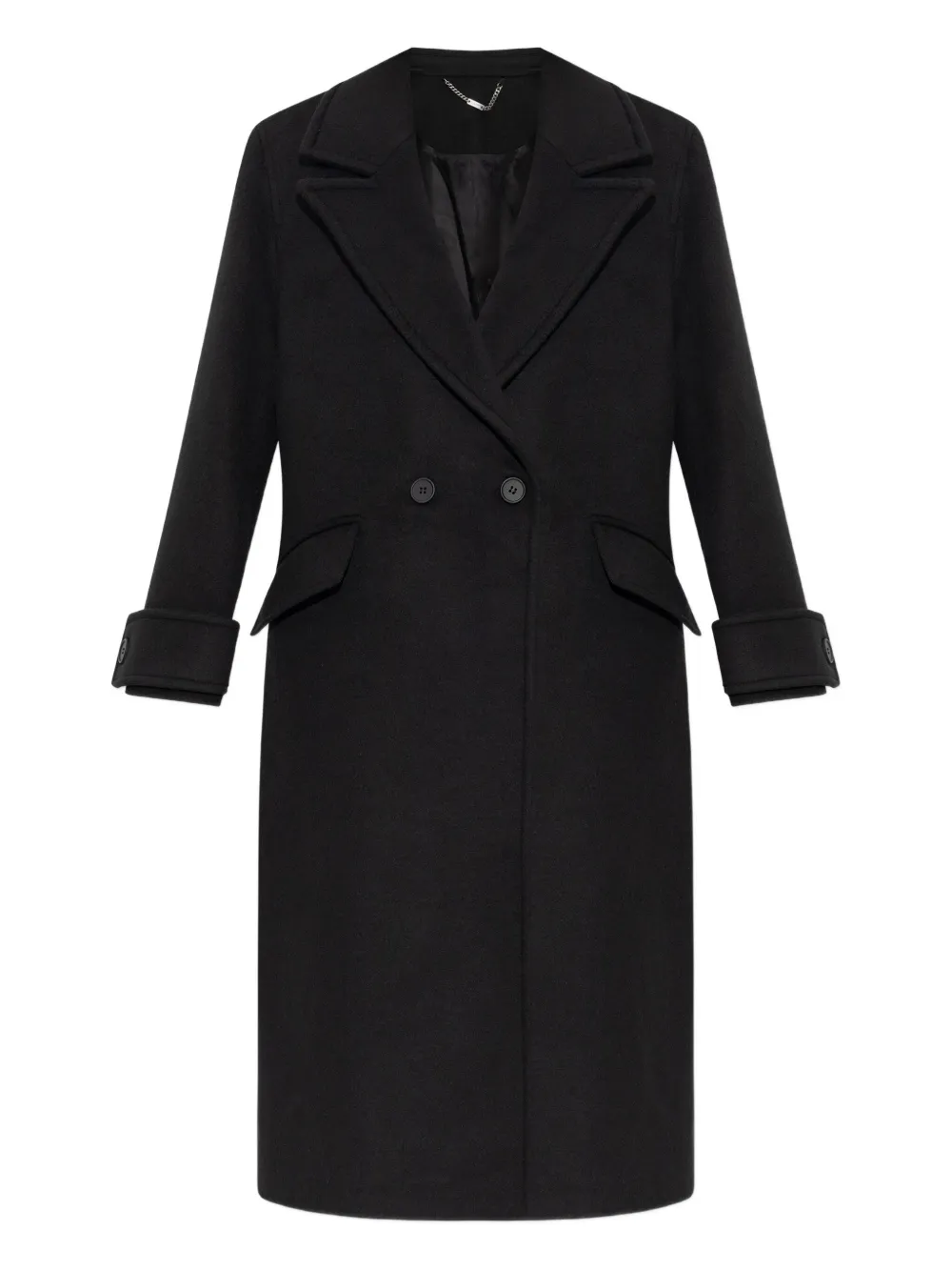Двубортное пальто с лацканами AllSaints, черный