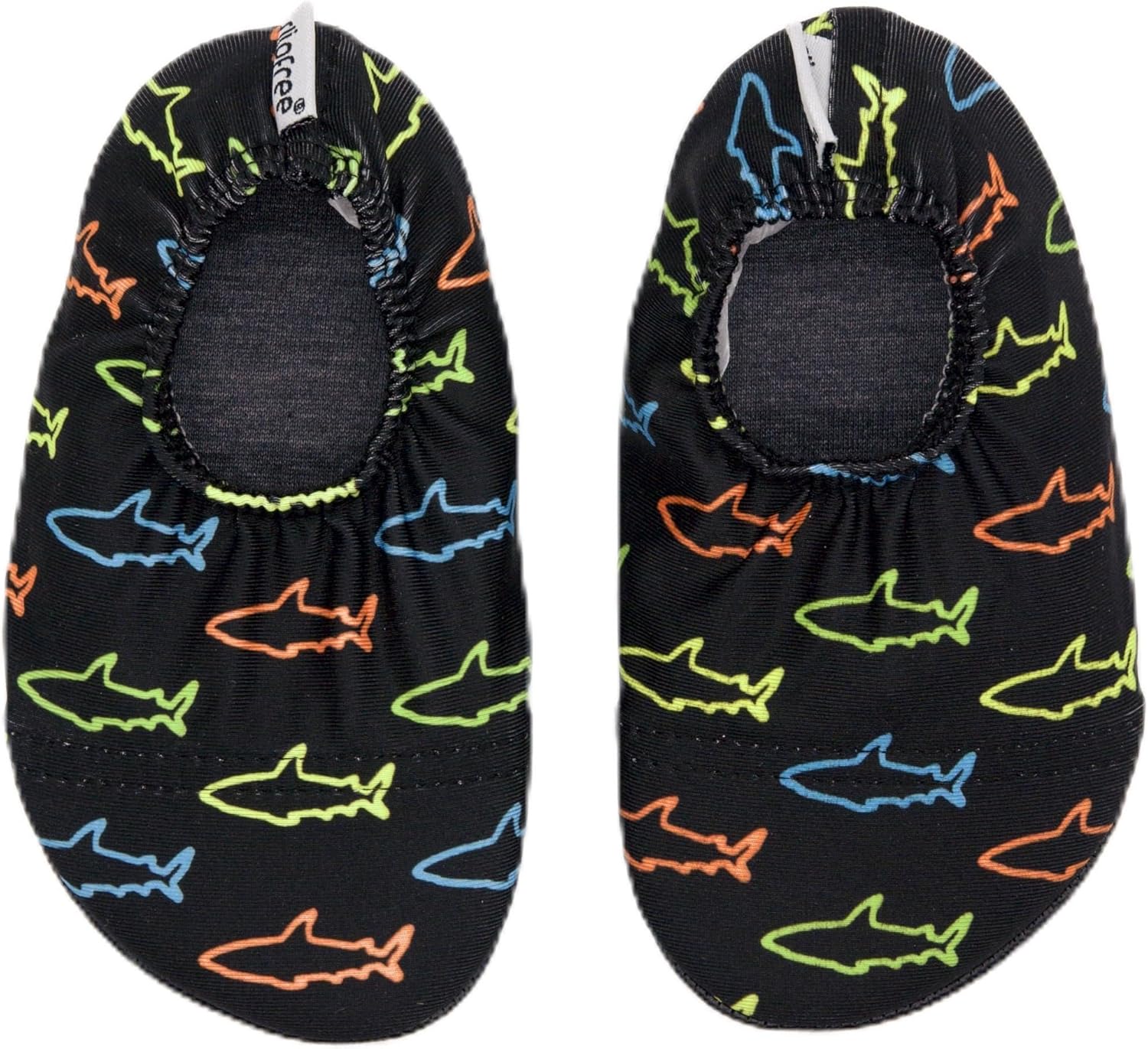 

Детские водные тапочки для девочек и мальчиков, нескользящие аква-носки, для пляжа, бассейна, плавания и спорта, быстро сохнут Slipfree, Neon Sharks Junior