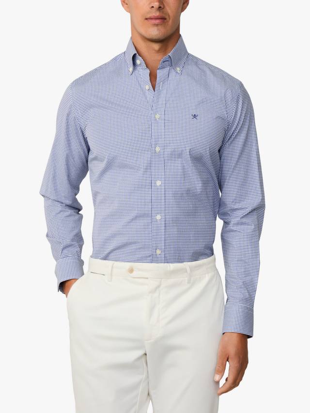 

Хлопковая рубашка с воротником Hampstead в стиле жаккард Hackett London, Blue Print