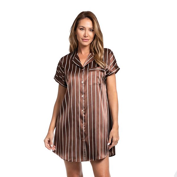 

Женская пижама с коротким рукавом из сатина Lilac+London, Shasta Stripe Coco