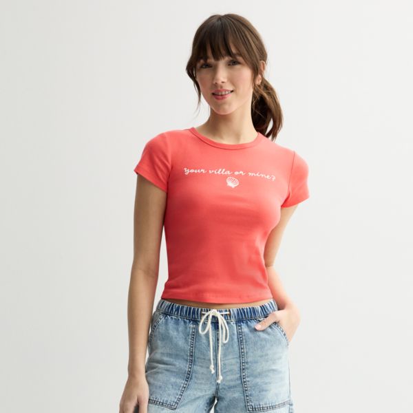 

Облегающая футболка для подростков Baby Tee So, цвет red villa graphic