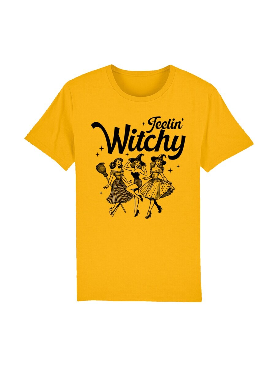 

Футболка F4NT4STIC Shirt Halloween Witch feelin witchy, цвет yellow gold