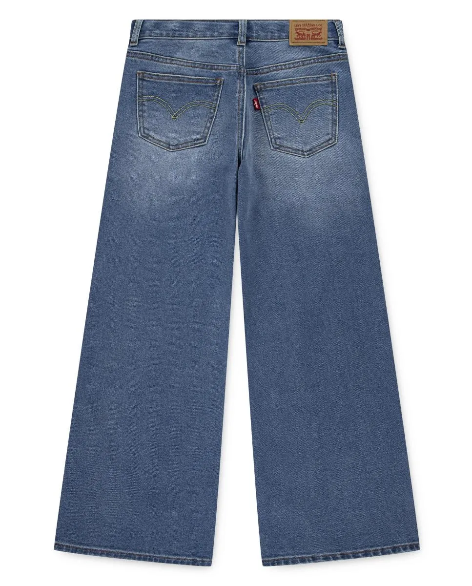 Широкие джинсы с завышенной талией для девочки Levi's, синий — фото 2