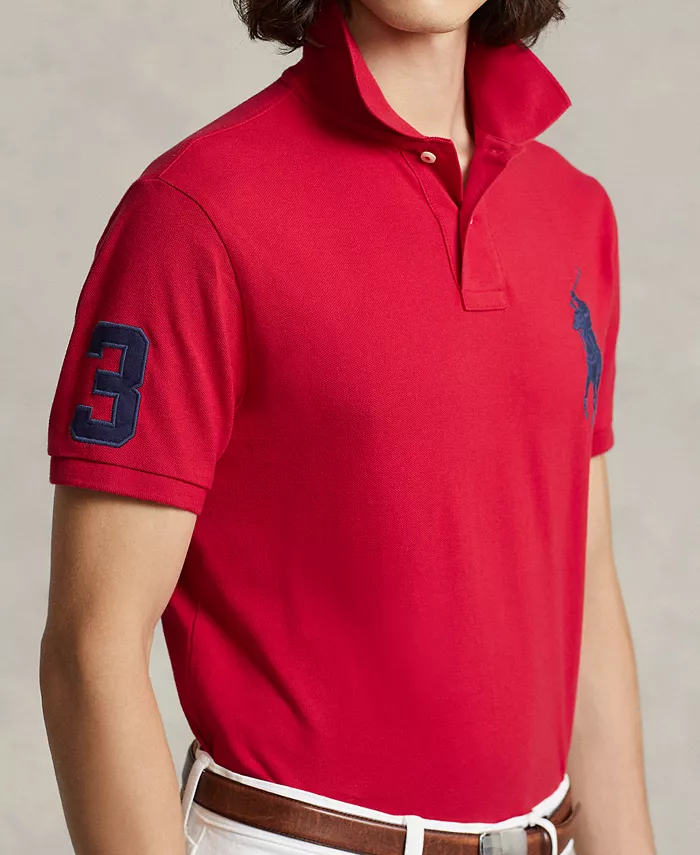 Мужская поло Big Pony Custom Slim Fit с сетчатой тканью Polo Ralph Lauren, красный — фото 3