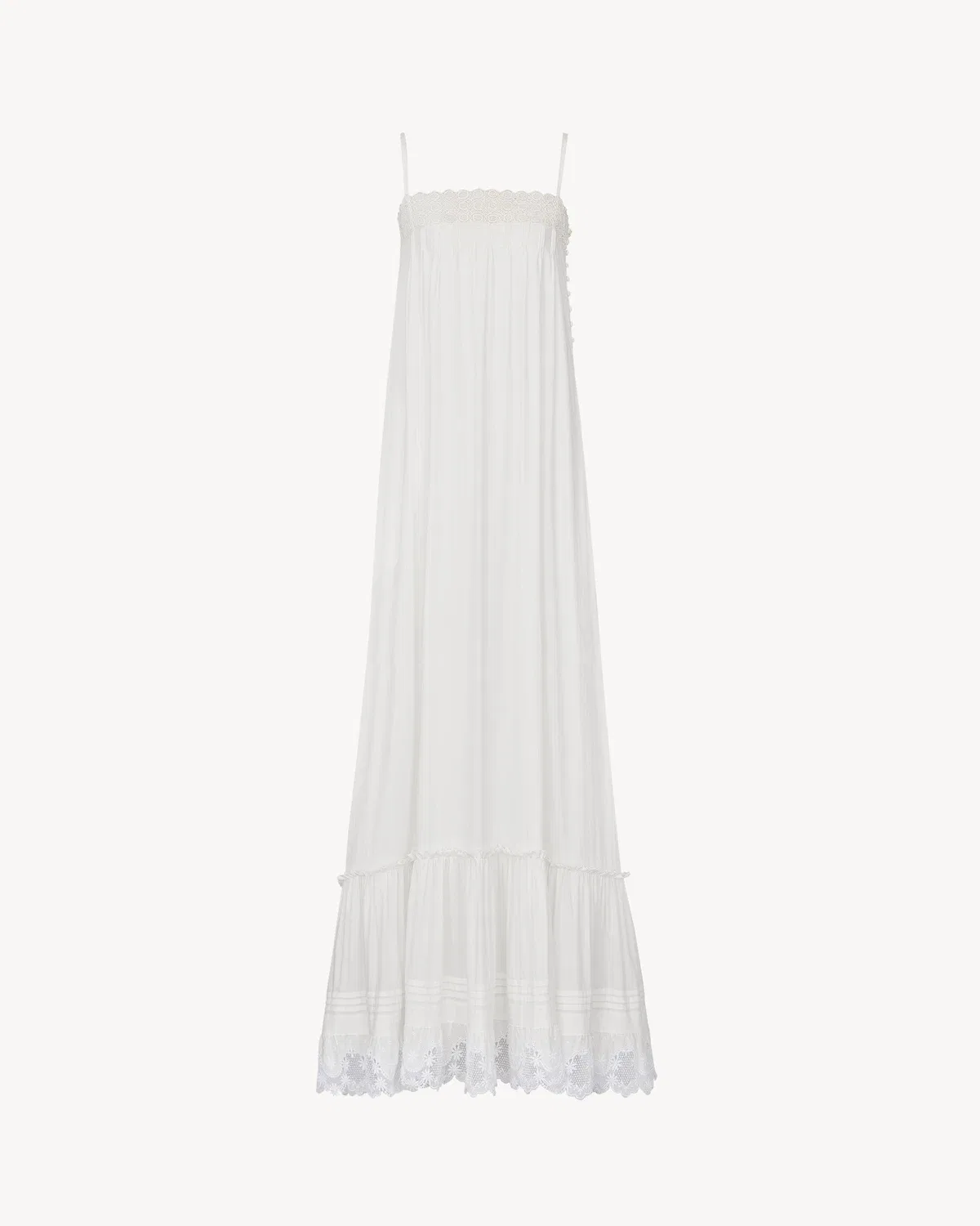 Платье из вышитого хлопкового поплина SAINT LAURENT, белый