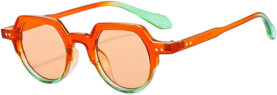 

Солнцезащитные очки неправильной формы для женщин, ретро, ​​круглые, с прозрачными линзами цвета океана, защита от УФ-излучения UV400; солнцезащитные очки для мужчин с заклепками в стиле панк LANGSER, Orange