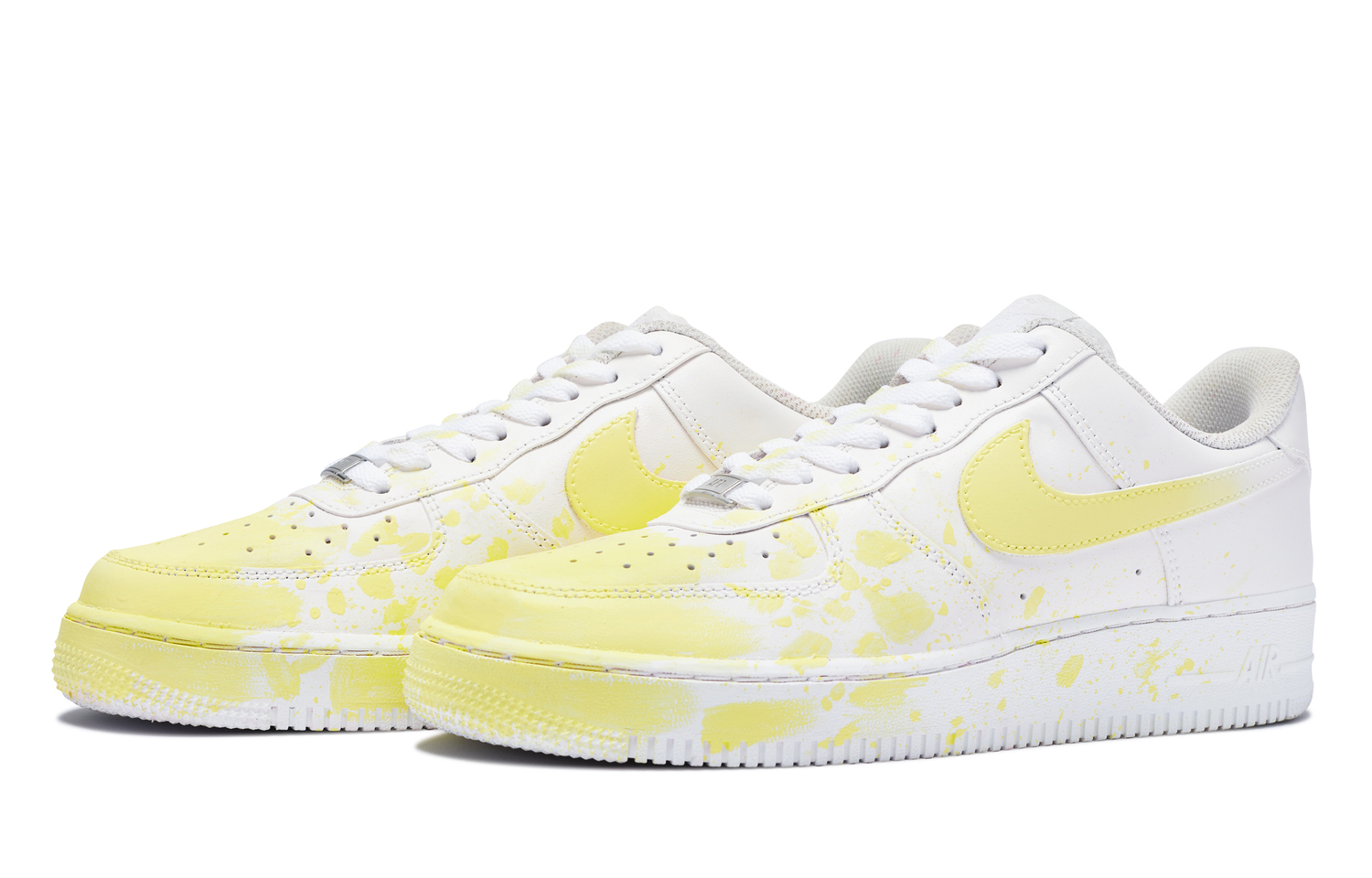 Nike Женские скейтерские кроссовки Air Force 1 низкие желто-белые, цвет Yellow White — фото 4