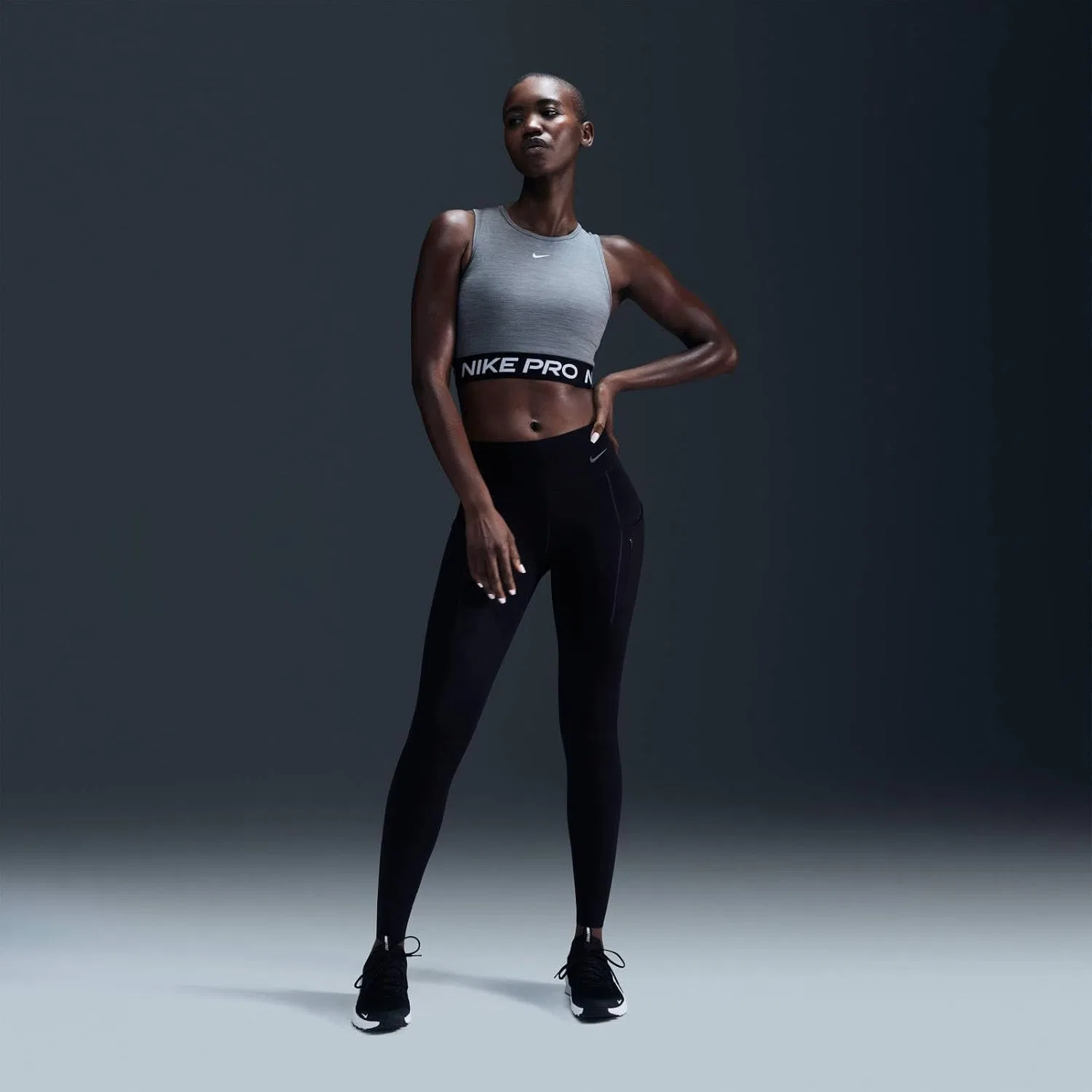 Топ женский Nike Pro Dri-FIT, Smoke Grey/Heather/White — фото 4