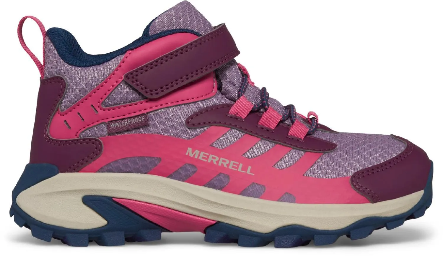 

Детские водонепроницаемые походные ботинки Moab Speed 2 Mid A/C Merrell, Berry/Navy