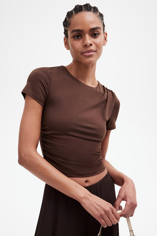 

Драпированная футболка H&M, коричневый