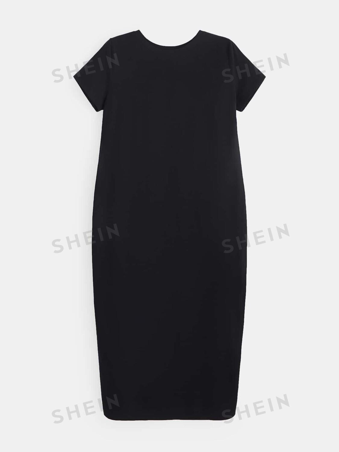 

BASICS Plus, Комплект Однотонных футболок, высокий разрез Shein, черный