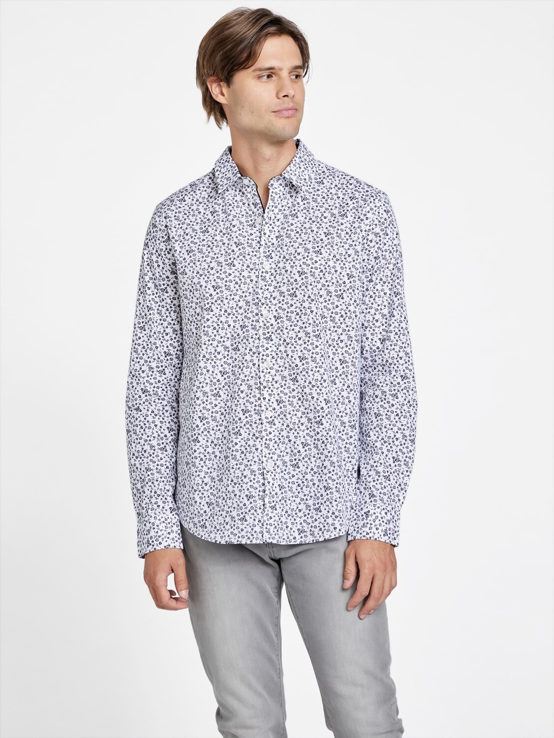 

Рубашка Zarry с длинными рукавами и цветочным принтом Guess Factory, цвет Pure White