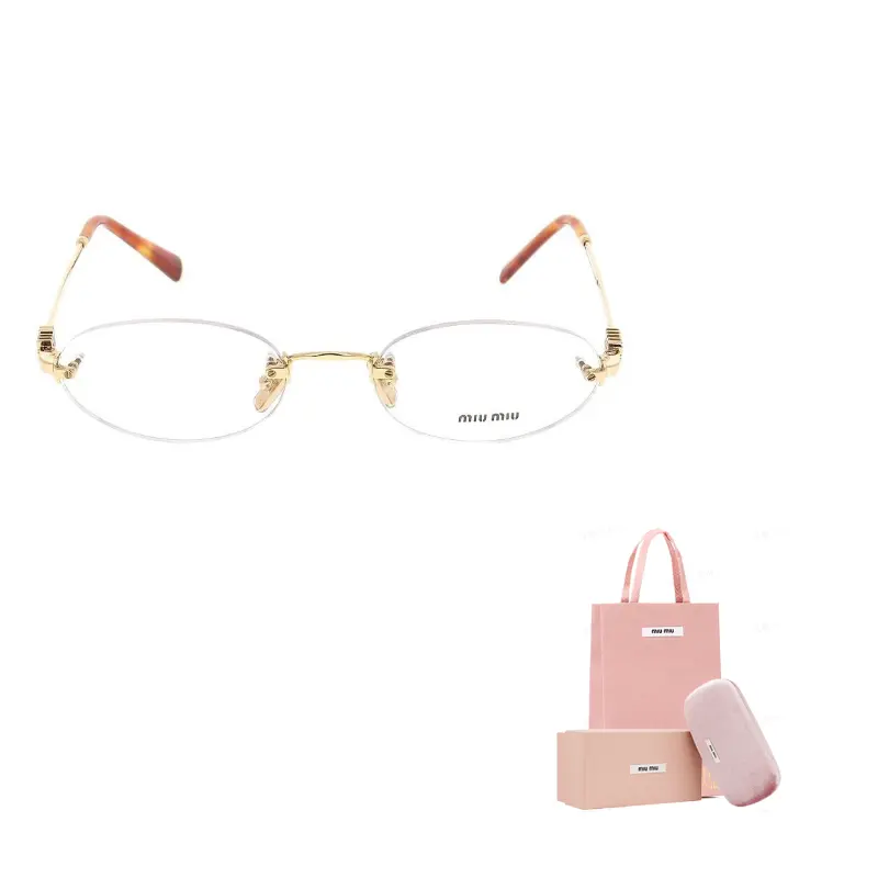

MIU MIU Золотые овальные металлические оправы для очков, Gold
