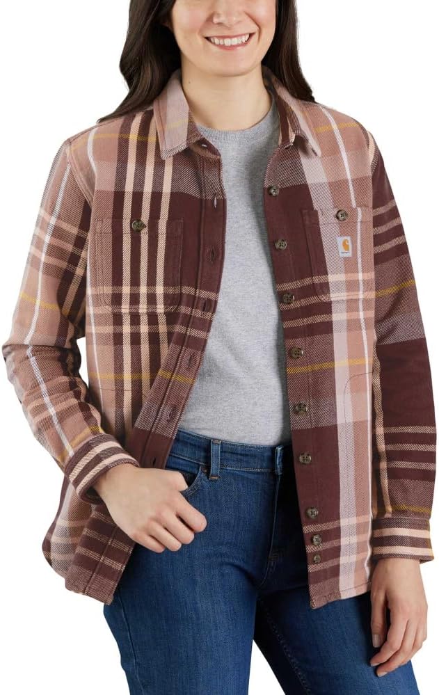 

Carhartt Women's 105576 Women's Loose Fit Heavyweight Twill Long-Sleeve Plaid S, Blackberry