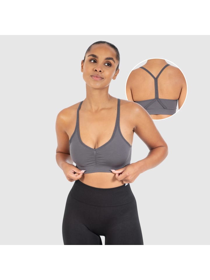

SMILODOX Спортивный бюстгальтер Solid Scrunch Icon антрацитового цвета