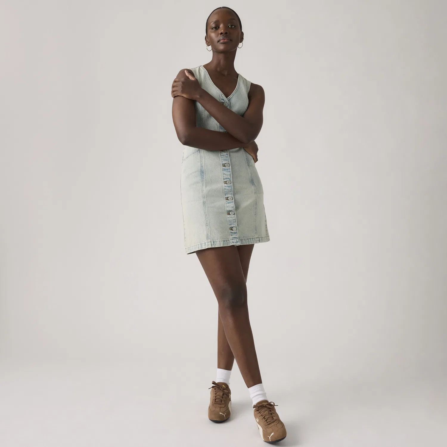 Женское мини-платье-жилет Vianna Levi's, Light Wash