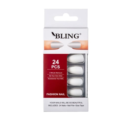 

Типсы BLING, Искусственные ногти, Fashion Nail (24 шт.) – белый, матовый