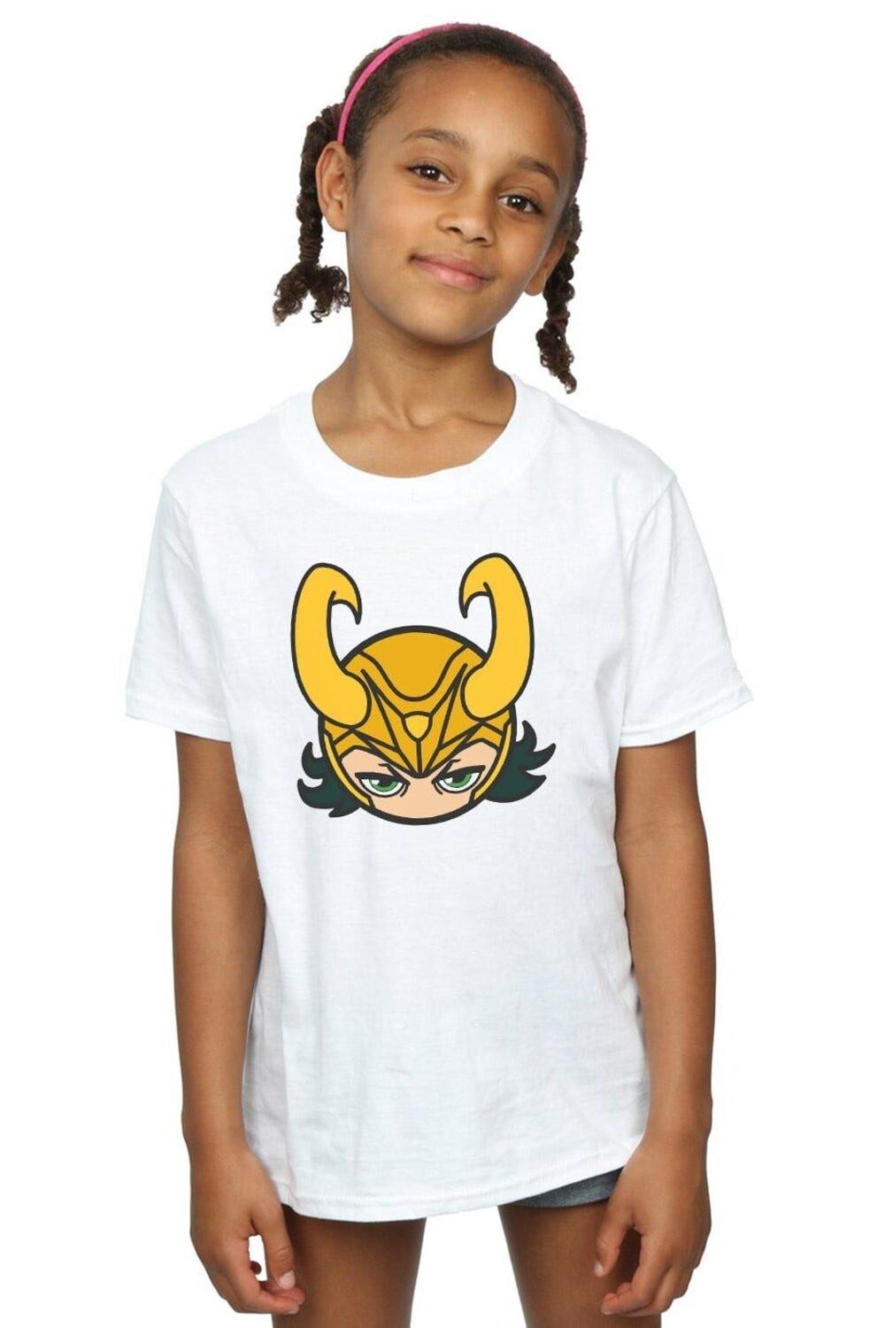 

Хлопковая футболка с крупным планом Loki Marvel, белый