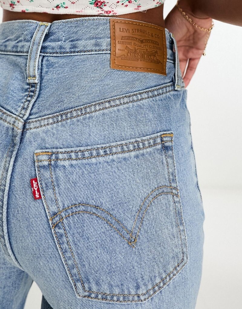 Светло-голубые широкие джинсы Levi's Ribcage — фото 3