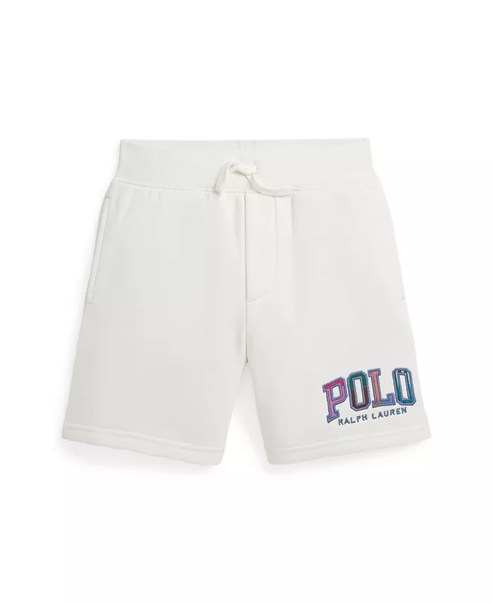 

Флисовые шорты для малышей и мальчиков с логотипом Madras Polo Ralph Lauren, слоновая кость/кремовый