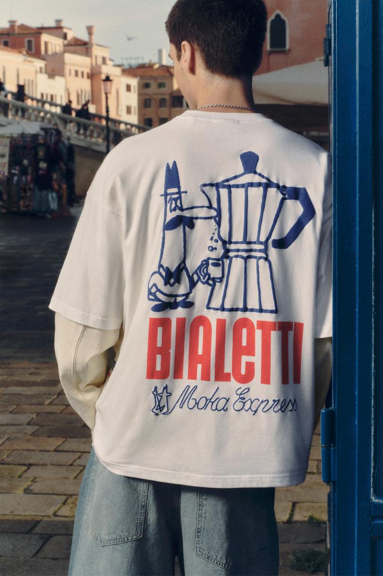 

Белая футболка Bialetti Pull And Bear, белый